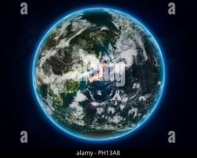 Earth Japanページ Japan On Planet Earth. 3D Illustration With Detailed Planet