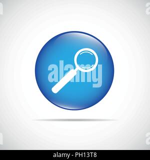 magnifying glass searching blue button vector illustration Stock Vector