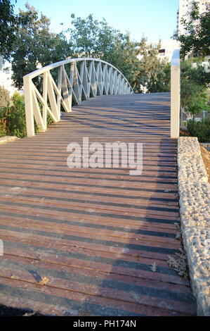 small bridge foe people in garden, Modiin Stock Photo