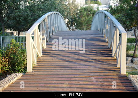 small bridge foe people in garden, Modiin Stock Photo