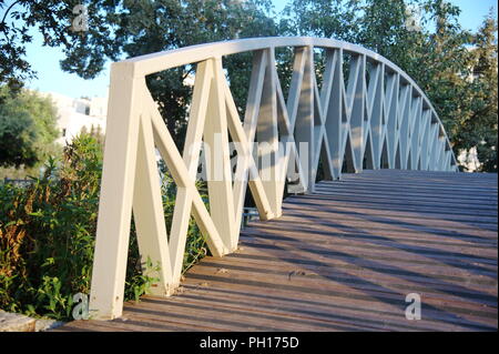 small bridge foe people in garden, Modiin Stock Photo