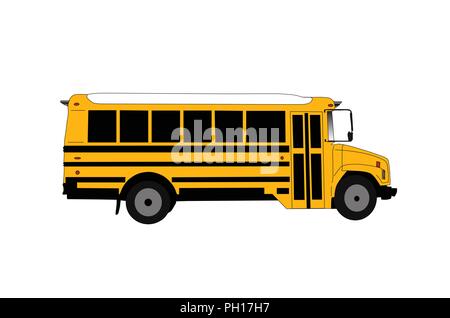 School bus isolated on white vector illustration. Stock Vector