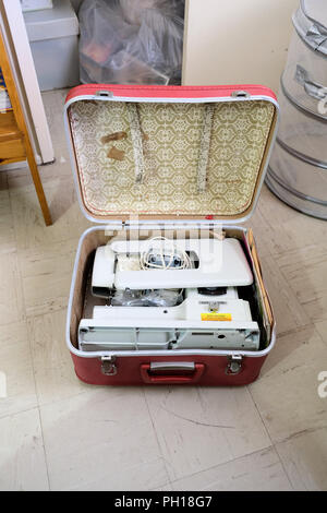 Brother 2015 electric sewing machine packed in a suitcase. Stock Photo