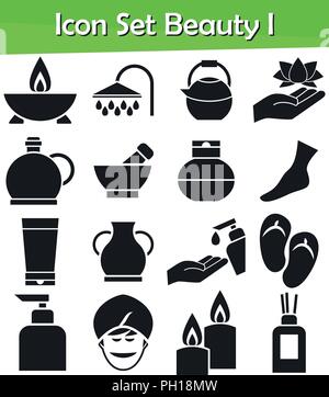 Icon Set Beauty I with 16 icons for the creative use in graphic design Stock Vector