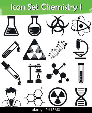 Icon Set Chemistry I with 16 icons for the creative use in graphic design Stock Vector
