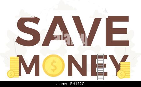 Vector big words SAVE MONEY and business banner for design concept. Illustration for presentations on white background Stock Vector