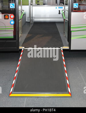 Retractable Wheelchair Ramp at City Bus Public Transport Stock Photo ...
