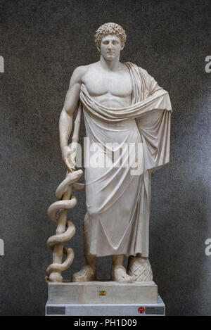 Rome. Italy. Statue of Aesculapius / Asclepius, Roman interpretation (2nd C A.D) of 4th C B.C Greek original, from the Quirinal Hill, 1784. Braccio No Stock Photo
