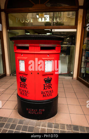 Gibraltar, Main Street, British two slot red post mail box outside Post Office Stock Photo