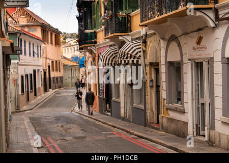 Gibraltar, Governor’s Street, shops in local trading area on slopes of the rock Stock Photo