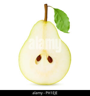half pear, slice, isolated on white background, clipping path Stock Photo
