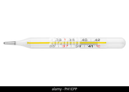 mercury thermometer, isolated on white background, clipping path, full depth of field Stock Photo