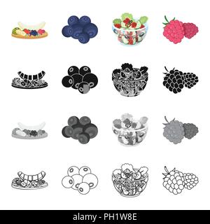 Cutting board with fruits, blueberries, raspberries, dessert, food, vegetable salad with vegetables. Fruit and dessert set collection icons in cartoon Stock Vector