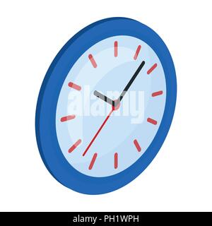 Round wall clock. Office clock single icon in cartoon style Isometric vector symbol stock illustration . Stock Vector