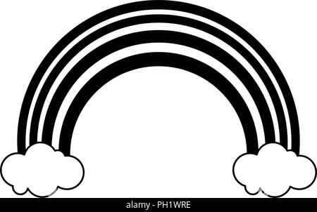 Rainbow and clouds in black and white Stock Vector