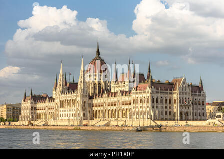 The Hungarian Parliament building as seen from the Danube in Budapest Stock Photo