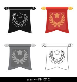 A red flag on a gold pole with the emblem of the first Olympics.Awards and trophies single icon in cartoon style vector symbol stock web illustration. Stock Vector