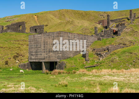 Quarry ruins at Titterstone Clee near Cleeton, Shropshire, England, UK Stock Photo