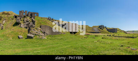 Quarry ruins at Titterstone Clee near Cleeton, Shropshire, England, UK Stock Photo