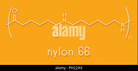Nylon (nylon-6,6) plastic polymer, chemical structure. Stylized