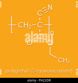 Poly(ethyl cyanoacrylate) polymer, chemical structure. Polymerized (set ...