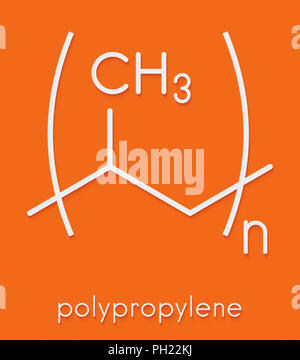 Polypropylene (polypropene, PP) plastic, chemical structure. Skeletal formula. Stock Photo