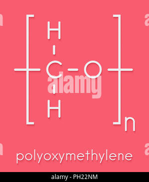 Polyoxymethylene (POM, acetal, polyformaldehyde) plastic polymer, chemical structure. Skeletal formula. Stock Photo