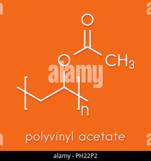 Polyvinyl acetate (PVA) polymer, chemical structure. Main component of wood glue or carpenter's glue. Skeletal formula. Stock Photo