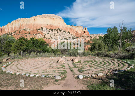 Labyrinth and colorful mesa in the American Southwest Stock Photo