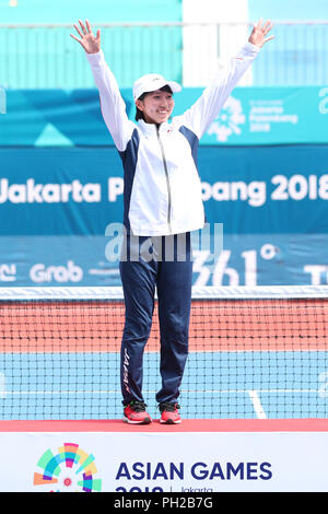 Asian Games: Soft tennis Japan s Noa Takahashi plays against South Korea s  Mun Hye Gyeong