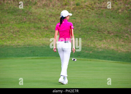 Jeongseon, east of Seoul, South Korea. 25th Aug, 2018. Shin-Ae Ahn (KOR) Golf : Shin-Ae Ahn of South Korea walks to putt on the 16th green during the second round of KLPGA High1 Resort Ladies Open 2018 at the High1 Country Club in Jeongseon, east of Seoul, South Korea . Credit: Lee Jae-Won/AFLO/Alamy Live News Stock Photo