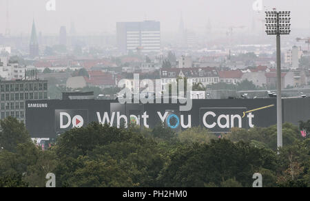 Berlin, Germany. 30th Aug, 2018. 30.08.2018, Berlin: 'Do what you can't' stands on a hall on the exhibition grounds. With this motto, Samsung Electronics welcomes visitors to the International Consumer Electronics Fair (IFA), which officially opens on August 31, 2018. Credit: Paul Zinken/dpa/Alamy Live News Stock Photo