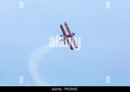 Bournemouth, UK. 30th August 2018. The Aero Superbatics Wingwalkers wing walkers perform at the 11th annual Bournemouth Air Festival. Perfect weather for flying - the Flying Circus. Credit: Carolyn Jenkins/Alamy Live News Stock Photo