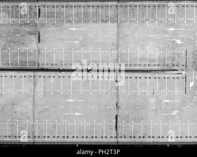 large numbered new parking lot. aerial view Stock Photo