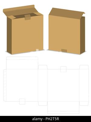 Box packaging die cut template design. 3d mock-up Stock Vector