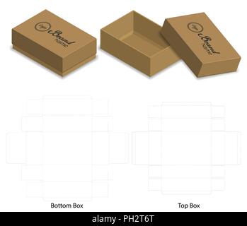 Box packaging die cut template design. 3d mock-up Stock Vector