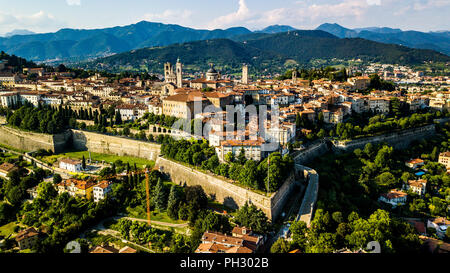 Città Alta or Upper Town, old walled city of Bergamo, Italy Stock Photo