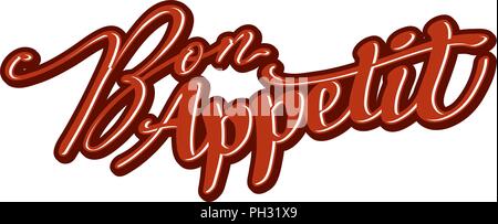 Bon Appetit lettering. Nice calligraphic artwork for greeting cards, poster pints or wall art. Hand-drawn outlined vector sketch. Stock Vector