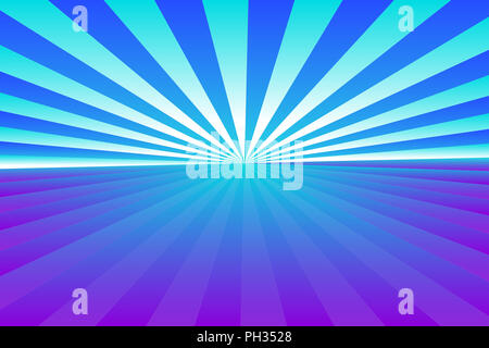 Abstract sunburst pattern, gradient blue, violet (purple), and white colored rays. Geometric pattern. Stock Photo