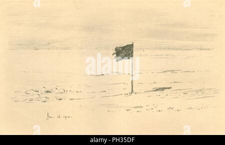 'Black Flag Camp. - Amundsen's Black Flag Within A Few Miles of the South Pole', 1912, (1913). Artist: Edward Wilson.