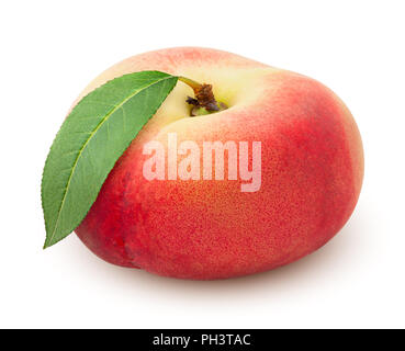 Flat peach isolated on white background, clipping path, full depth of field Stock Photo