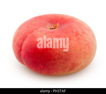 Flat peach isolated on white background, clipping path, full depth of field Stock Photo