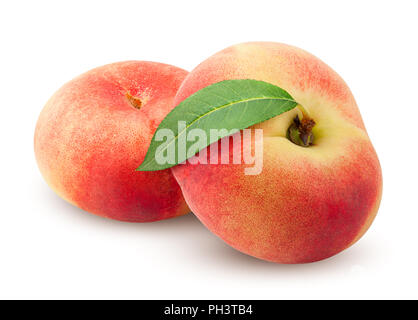Flat peach isolated on white background, clipping path, full depth of field Stock Photo
