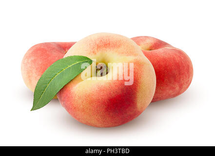 Flat peach isolated on white background, clipping path, full depth of field Stock Photo