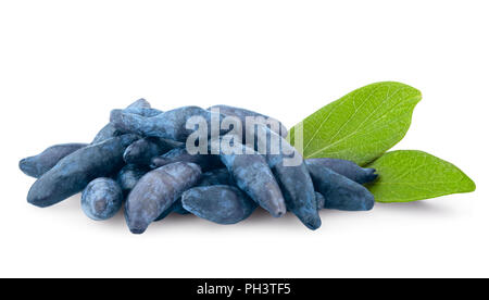 blue honeysuckle, clipping path, isolated on white background, full depth of field Stock Photo