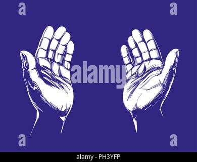 Praying Hands , symbol of Christianity hand drawn vector illustration sketch Stock Vector