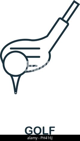 Golf outline icon. Simple element illustration. Golf icon in outline style design from sport equipment collection. Can be used for web, mobile and pri Stock Vector