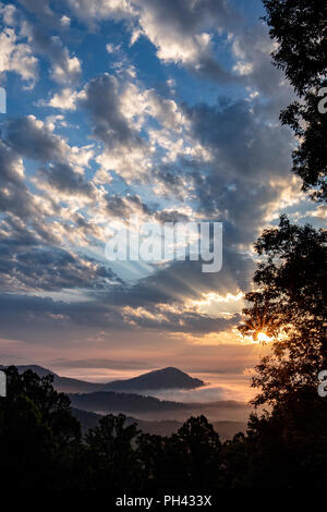 Sunrise vista on the Blue Ridge Parkway near Chestnut Cove Overlook - Asheville, North Carolina, USA Stock Photo