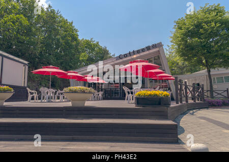 Pocheon, South Korea – 10 May 2017:exterior of  korean cafe in Pocheon Art valley Stock Photo