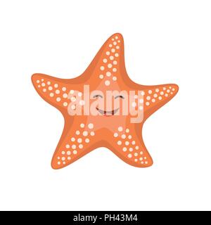 Cartoon happy starfish. Vector illustration for kids Stock Vector